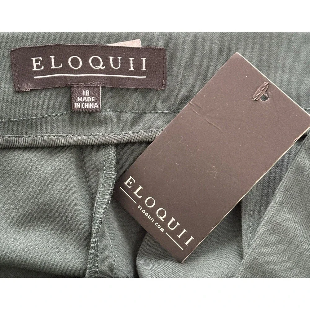 ELOQUII Womens Dark Green High Waist Pencil Midi Skirt Career Office Workwear 18